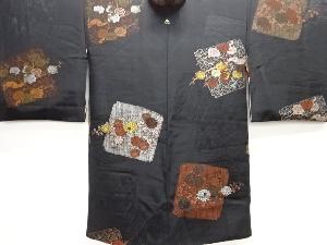 大正ロマン　色紙に菊八重梅模様織り出し漆一つ紋羽織